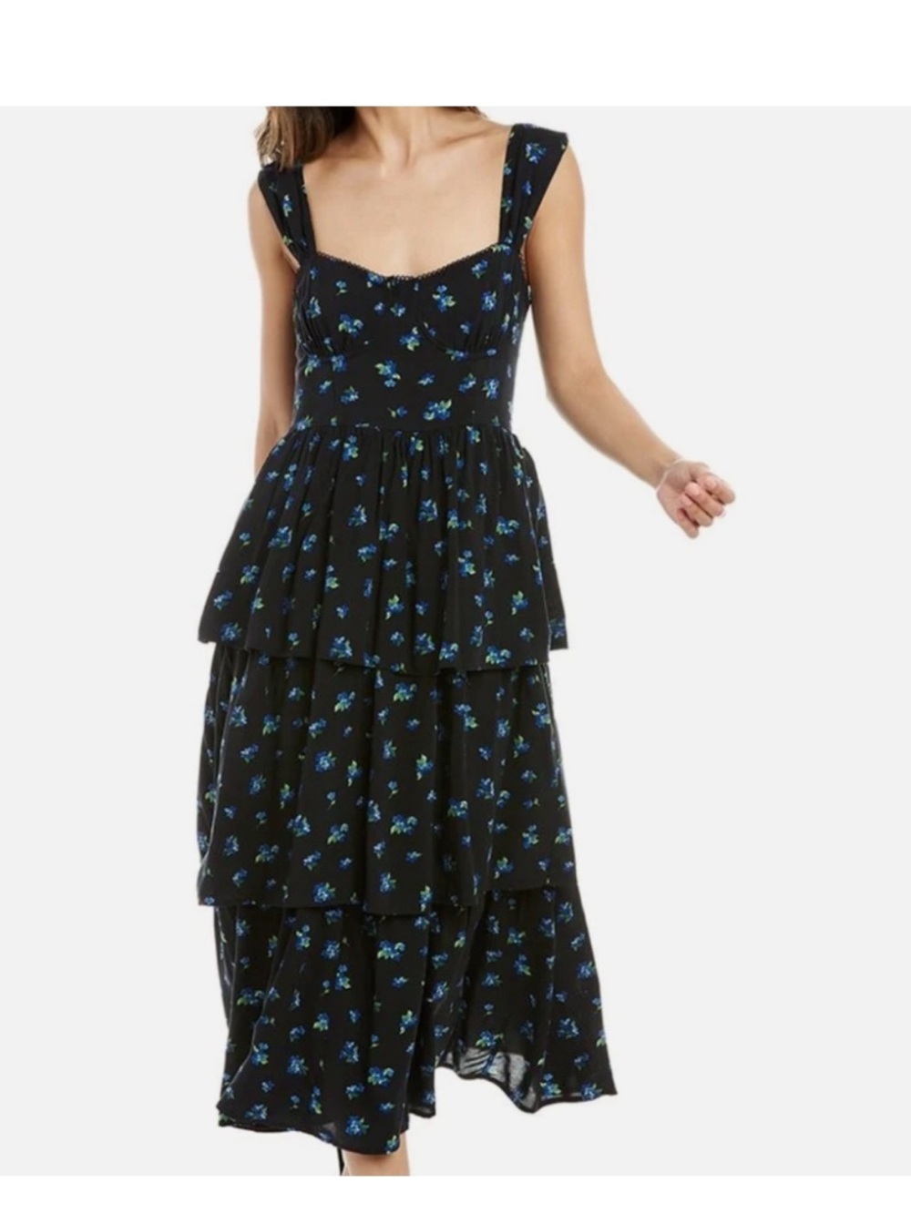 WeWoreWhat Black Maxi Dress with Floral Pattern